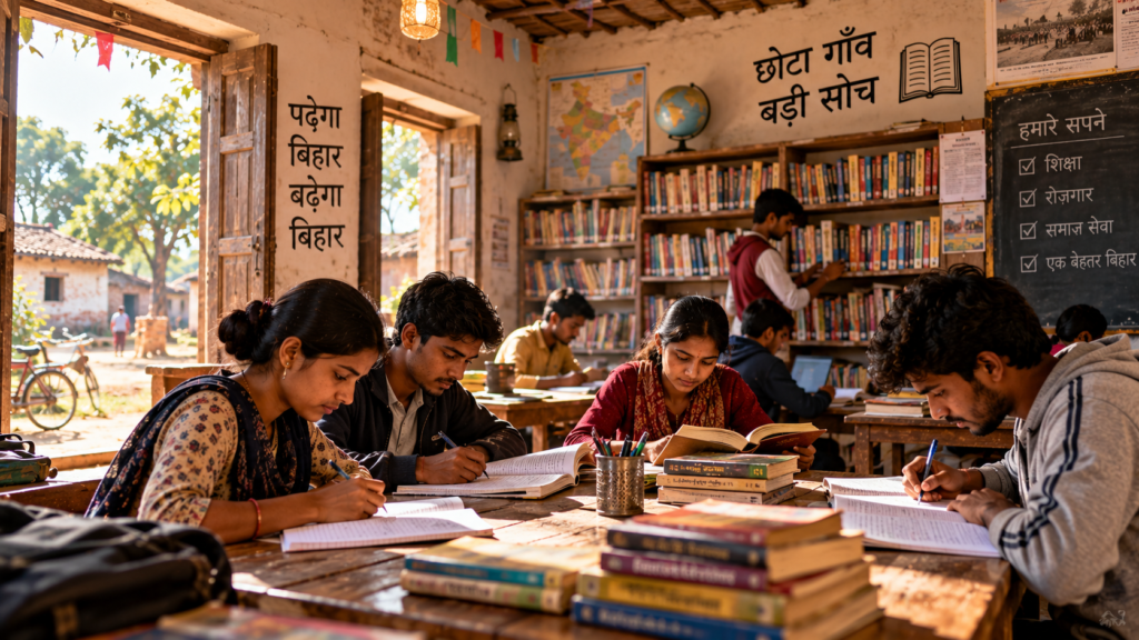 गाँव की लाइब्रेरी, बड़े सपने: किताबों के बीच अपना भविष्य तलाशते बिहार के युवा